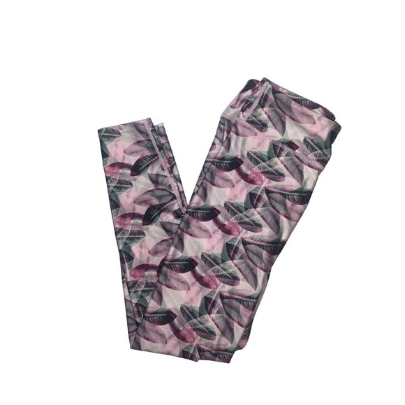 JOYLAB Leaf Print Pink Green Women's Small Leggings - Picture 3 of 5